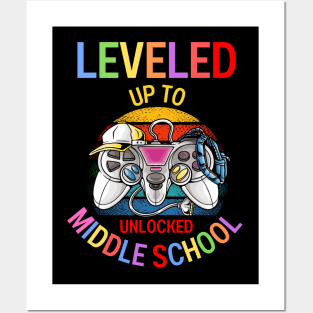 Leveled Up To Middle School Video Game Back To School 2023 Posters and Art